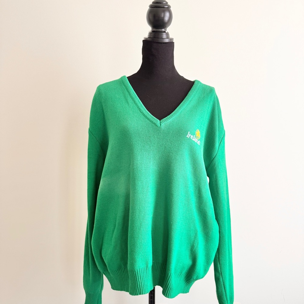 Men’s 80s Vintage Blarney Castle Ireland Sweater Green Size 46 (XXL) st pattys